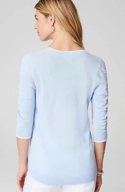 J.Jill Contrasting-Tipped V-Neck Pullover Sweater | Jjill-Women Sweaters