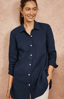 J.Jill Cotton-Gauze Split-Hem Tunic | Jjill-Women Tunics