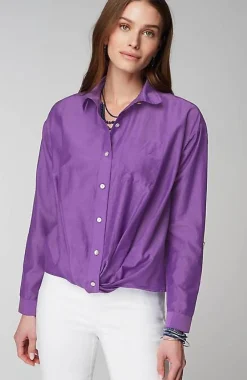 J.Jill Cotton-Silk Twist-Front Top | Jjill-Women Shirts & Blouses