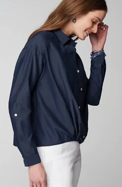 J.Jill Cotton-Silk Twist-Front Top | Jjill-Women Shirts & Blouses