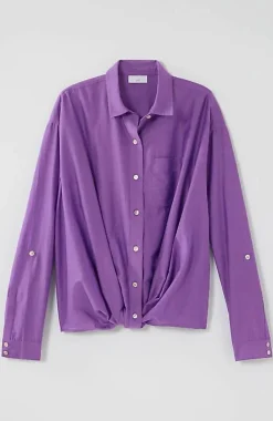 J.Jill Cotton-Silk Twist-Front Top | Jjill-Women Shirts & Blouses