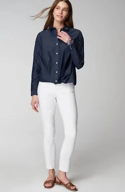J.Jill Cotton-Silk Twist-Front Top | Jjill-Women Shirts & Blouses