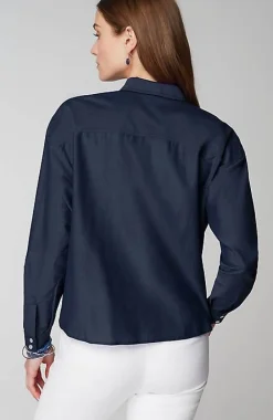 J.Jill Cotton-Silk Twist-Front Top | Jjill-Women Shirts & Blouses