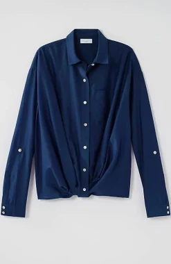 J.Jill Cotton-Silk Twist-Front Top | Jjill-Women Shirts & Blouses
