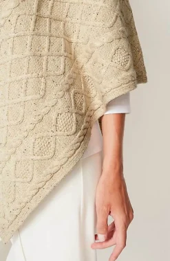 J.Jill Cozy Cable-Knit Asymmetric Poncho | Jjill-Women Ponchos, Ruanas & Scarves