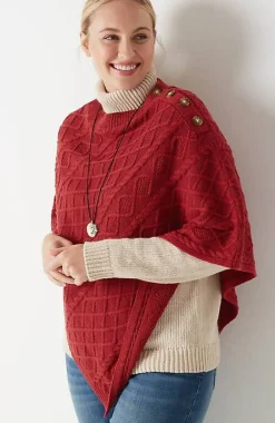J.Jill Cozy Cable-Knit Asymmetric Poncho | Jjill-Women Ponchos, Ruanas & Scarves