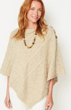 J.Jill Cozy Cable-Knit Asymmetric Poncho | Jjill-Women Ponchos, Ruanas & Scarves
