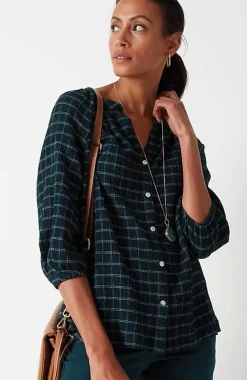 J.Jill Crinkled Plaid Relaxed Top | Jjill-Women Shirts & Blouses