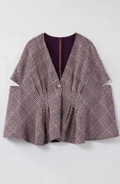J.Jill Darted Plaid Peplum Cape | Jjill-Women Ponchos, Ruanas & Scarves