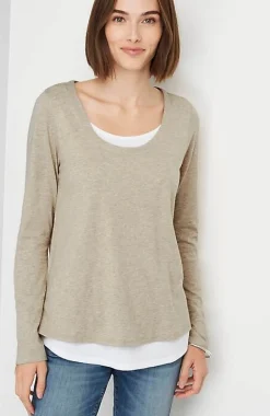 J.Jill Double-Layer Scoop-Neck Tee | Jjill-Women Tops & Tees