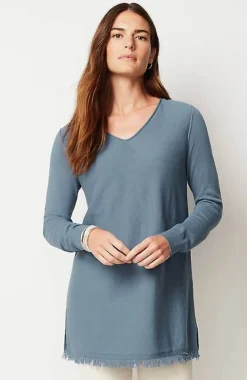 J.Jill Easy Fringed-Hem V-Neck Tunic | Jjill-Women Tunics