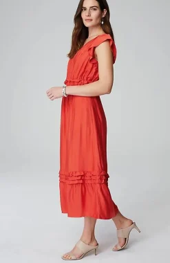 J.Jill Elevated Ruffle-Trimmed Midi Dress | Jjill-Women Dresses