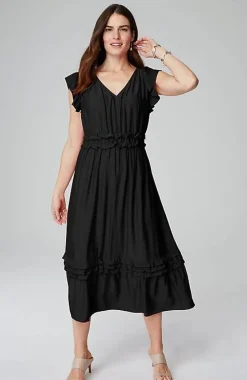 J.Jill Elevated Ruffle-Trimmed Midi Dress | Jjill-Women Dresses