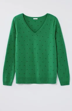 J.Jill Embroidered-Dots V-Neck Sweater | Jjill-Women Sweaters