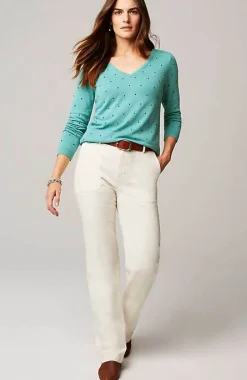 J.Jill Embroidered-Dots V-Neck Sweater | Jjill-Women Sweaters
