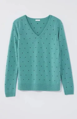 J.Jill Embroidered-Dots V-Neck Sweater | Jjill-Women Sweaters