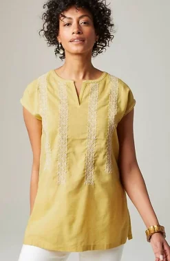 J.Jill Embroidered Mixed-Media Tunic | Jjill-Women Tops & Tees