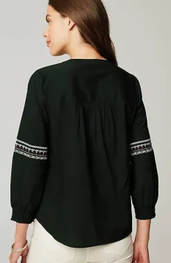 J.Jill Embroidered Smocked-Sleeve Top | Jjill-Women Shirts & Blouses