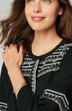 J.Jill Embroidered Smocked-Sleeve Top | Jjill-Women Shirts & Blouses