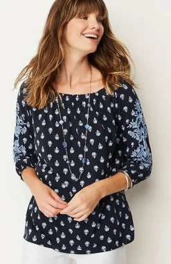 J.Jill Embroidered U0026 Printed Relaxed Top | Jjill-Women Tops & Tees