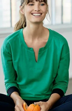 J.Jill Fit Elevate Terry Split-Neck Sweatshirt | Jjill-Women Tops & Tees