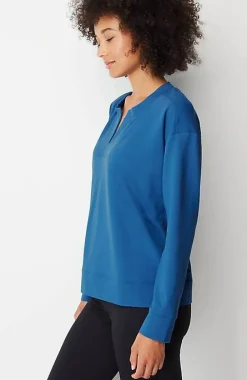 J.Jill Fit Elevate Terry Split-Neck Sweatshirt | Jjill-Women Tops & Tees