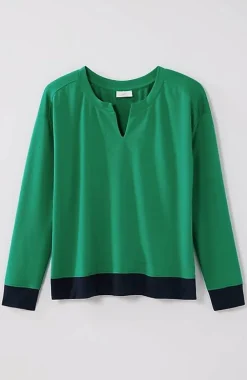 J.Jill Fit Elevate Terry Split-Neck Sweatshirt | Jjill-Women Tops & Tees