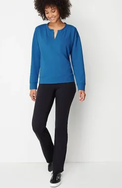 J.Jill Fit Elevate Terry Split-Neck Sweatshirt | Jjill-Women Tops & Tees