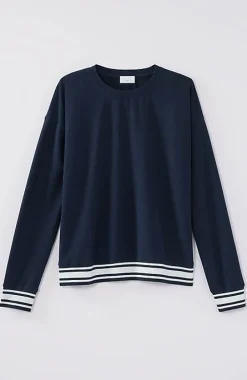 J.Jill Fit Elevate Terry Striped-Hem Pullover | Jjill-Women Tops & Tees