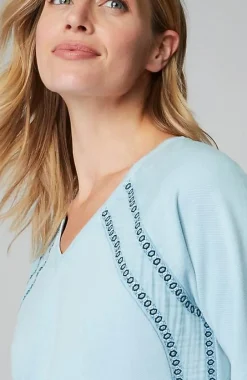 J.Jill Fit French Terry Embroidered V-Neck Pullover | Jjill-Women Tops & Tees
