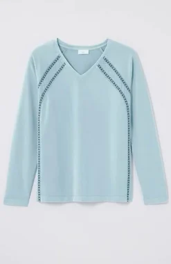 J.Jill Fit French Terry Embroidered V-Neck Pullover | Jjill-Women Tops & Tees