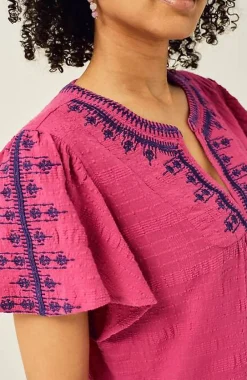 J.Jill Geometrically Embroidered Textured Top | Jjill-Women Shirts & Blouses