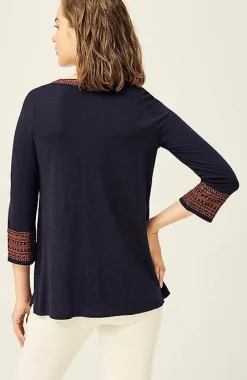 J.Jill Geometrically Embroidered V-Neck Tunic | Jjill-Women Tops & Tees