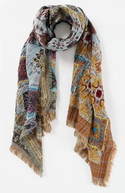 J.Jill Hand-Stitched Diamond Medallions Jacquard Scarf | Jjill-Women Ponchos, Ruanas & Scarves
