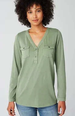 J.Jill Knit Patch-Pocket Camp Shirt | Jjill-Women Tops & Tees