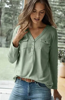 J.Jill Knit Patch-Pocket Camp Shirt | Jjill-Women Tops & Tees