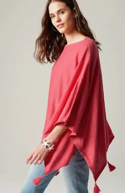 J.Jill Linen-Blend Tasseled Poncho | Jjill-Women Ponchos, Ruanas & Scarves