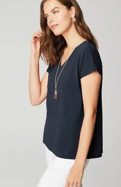 J.Jill Luxe Supima® Pleat-Back Tee | Jjill-Women Tops & Tees