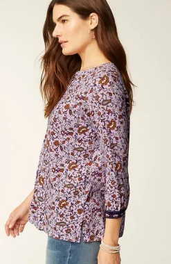 J.Jill Mixed-Florals Border-Printed Top | Jjill-Women Tops & Tees