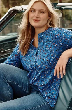 J.Jill Mixed-Florals Border-Printed Top | Jjill-Women Tops & Tees