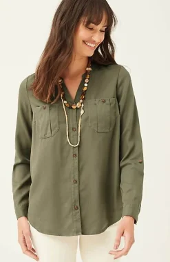 J.Jill Overdyed Button-Front Camp Shirt | Jjill-Women Shirts & Blouses