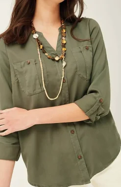 J.Jill Overdyed Button-Front Camp Shirt | Jjill-Women Shirts & Blouses