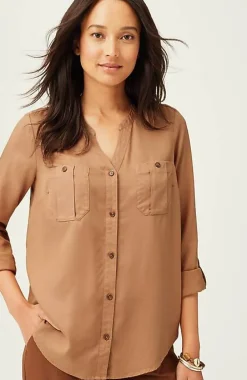 J.Jill Overdyed Button-Front Camp Shirt | Jjill-Women Shirts & Blouses