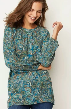 J.Jill Paisley Pleated-Sleeves Tunic | Jjill-Women Tunics