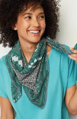 J.Jill Patchwork-Printed Square Scarf | Jjill-Women Ponchos, Ruanas & Scarves