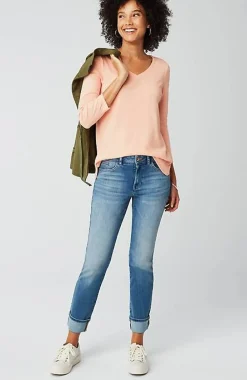J.Jill Pima 3/4-Sleeve V-Neck Tee | Jjill-Women Tops & Tees