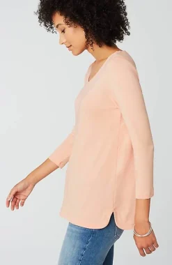 J.Jill Pima 3/4-Sleeve V-Neck Tee | Jjill-Women Tops & Tees