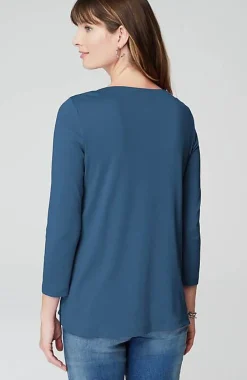 J.Jill Pima 3/4-Sleeve V-Neck Tee | Jjill-Women Tops & Tees