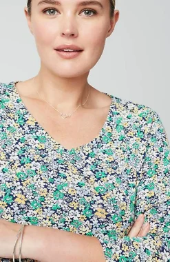 J.Jill Pima 3/4-Sleeve V-Neck Tee | Jjill-Women Tops & Tees