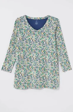 J.Jill Pima 3/4-Sleeve V-Neck Tee | Jjill-Women Tops & Tees